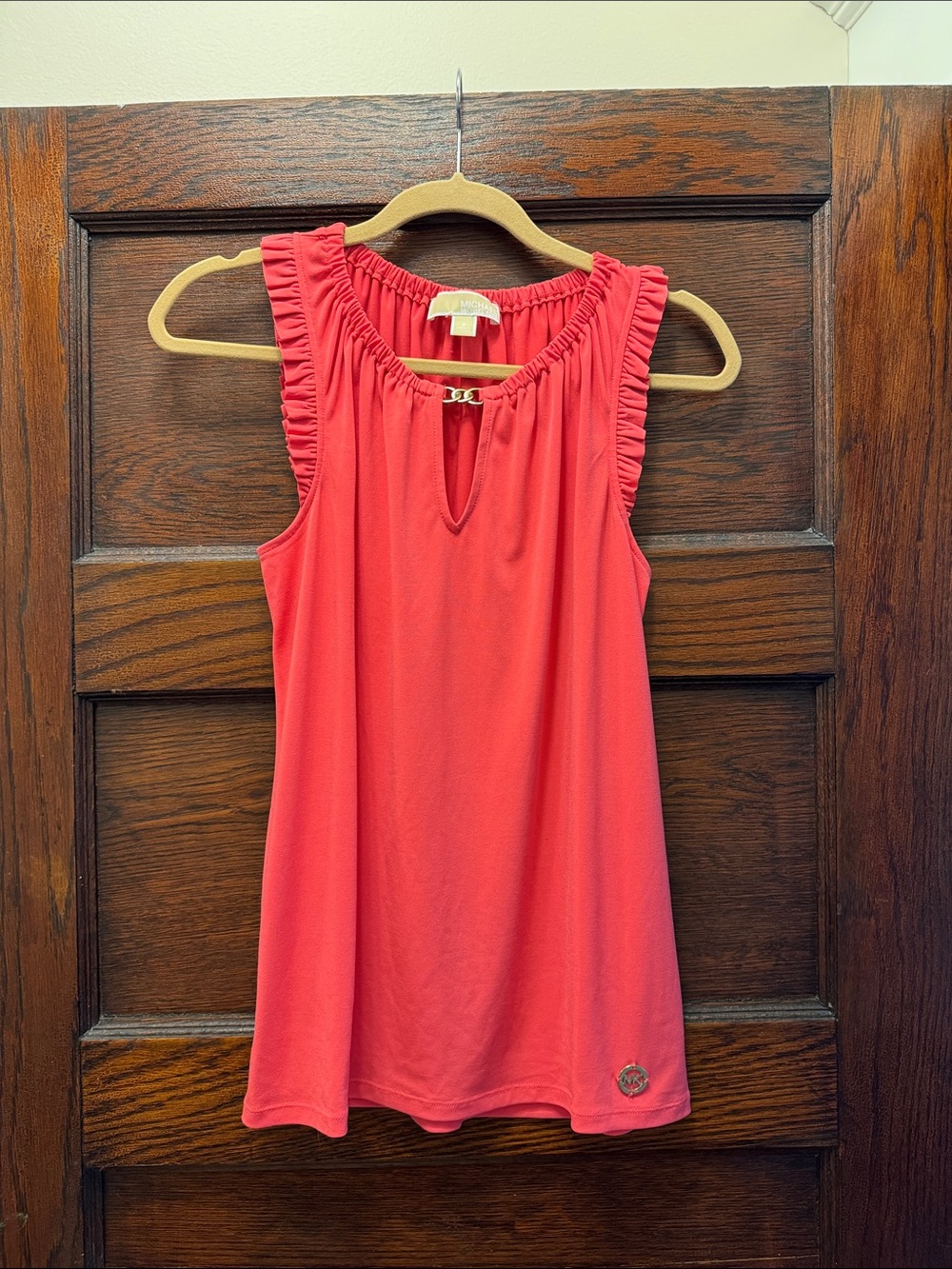 MICHAEL Michael Kors Coral Pink Ruffle-Trim Tank